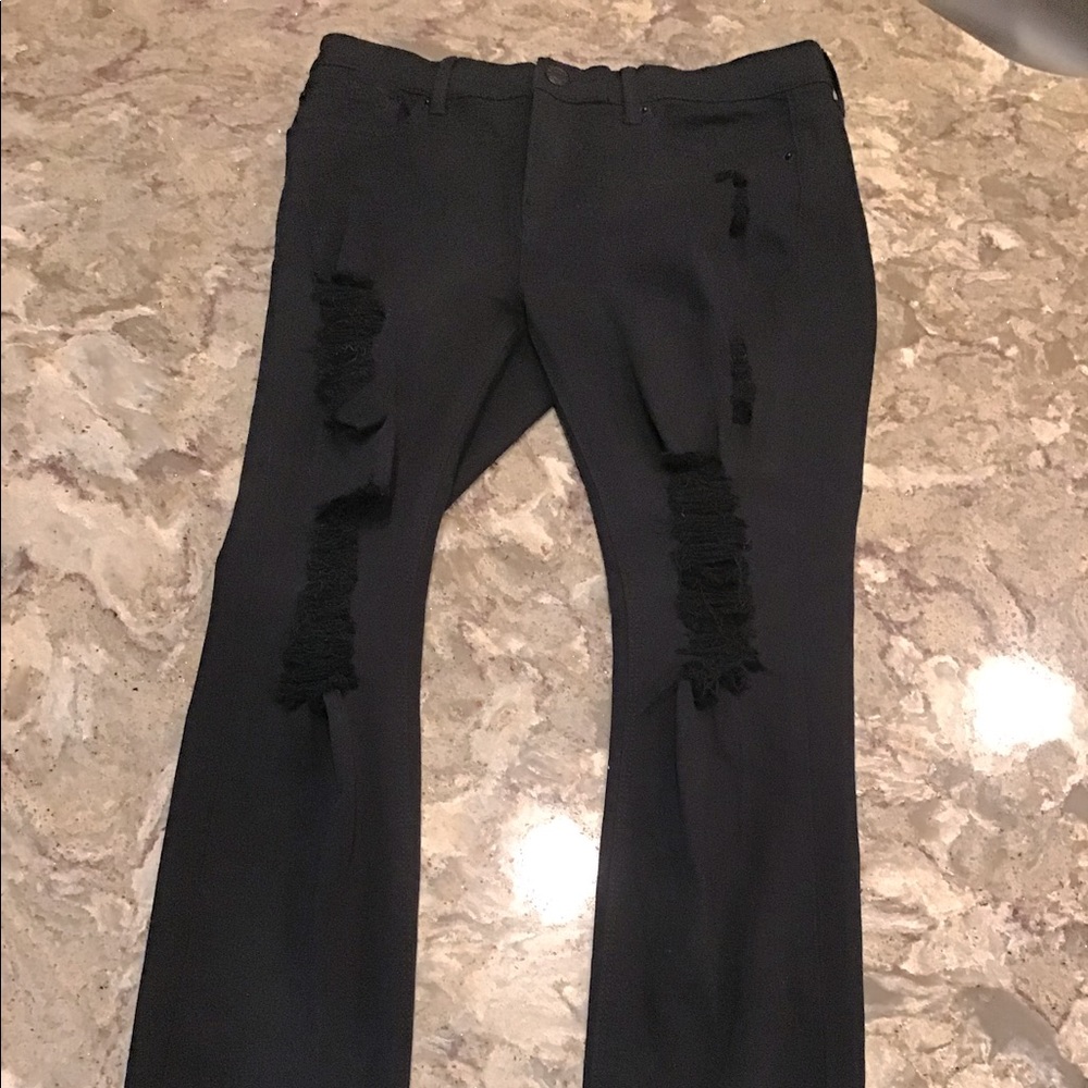 Express Black Distressed Jeggings Mid Rise